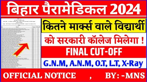 Bihar Paramedical Cutoff Paramedical Cutoff Pm Pmm