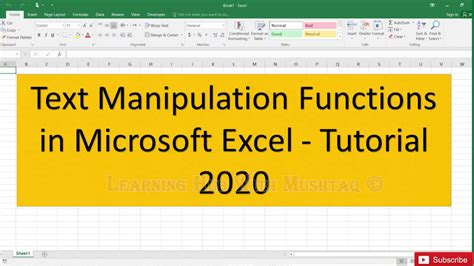 Text Manipulation Functions In Microsoft Excel Tutorial 2020 Youtube