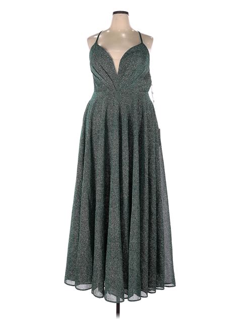 Elizabeth K By GLS 100% Polyester Multi Color Green Cocktail Dress Size
