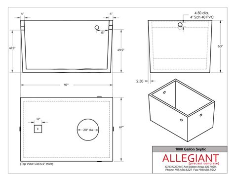 Concrete Septic Tank Dimensions Concrete Septic And Holding Tanks In