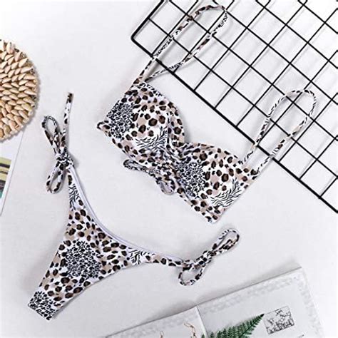 LOPILY Bandeau Bikini Set Damen Leo Bikinis Extrem Triangel Bikini