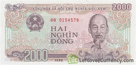 2000 Vietnamese Dong Banknote Type 1988 Exchange Yours For Cash