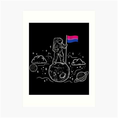 Astronaut Moon Bisexual Flag Space Lgbtq Gay Pride Ally Bi Art Print For Sale By OcSa Redbubble
