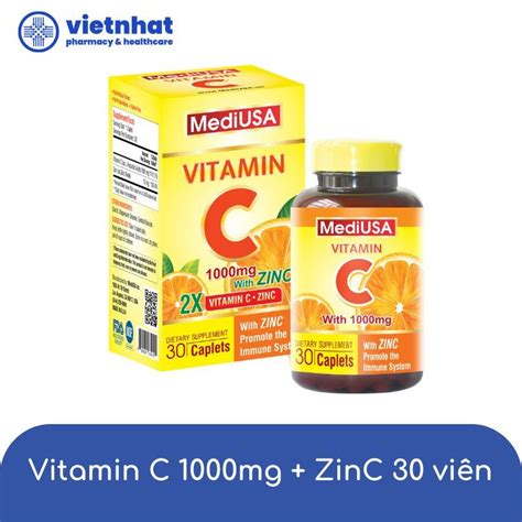 Viên uống Vitamin C MediUSA bô sung ZinC giúp tăng cường đề kháng