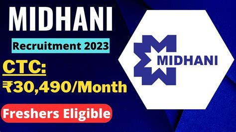 Midhani Recruitment Ctc Month Freshers Eligible