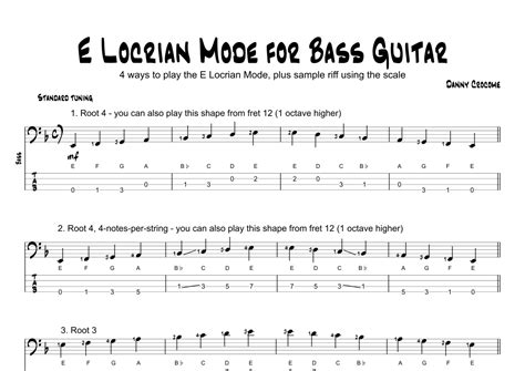 E Locrian Mode For Bass Guitar Ways To Play Sheet Music