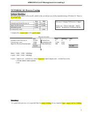 Tutorial 10 Process Costing Docx ABMC2054 Cost Management