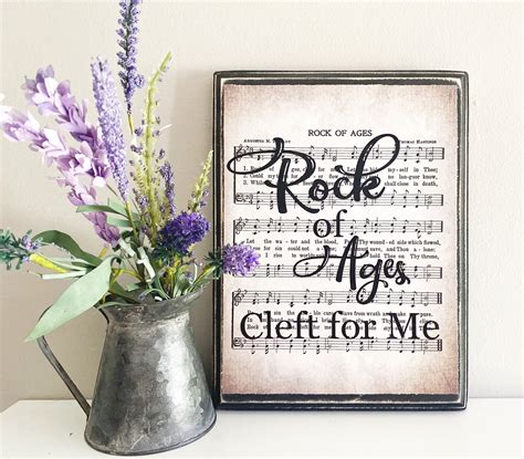 Rock of Ages Hymn Wall Art Print Sheet Music Sign Christian | Etsy