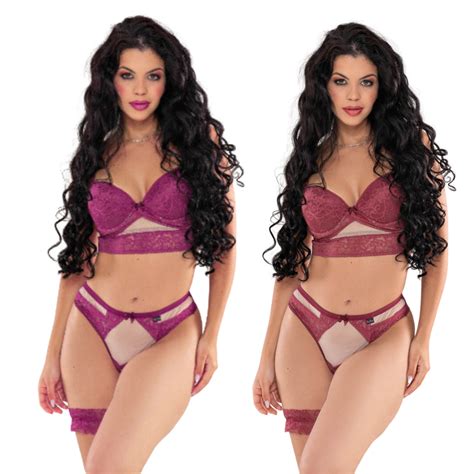 Kit Conjunto Bojo Sensual Renda Tule Sexy Calcinha Fio Duplo Lingerie Shopee Brasil