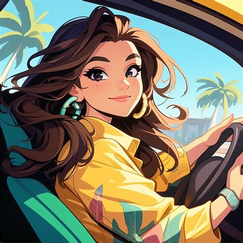 Latina Woman In Her Teens Learning To Drive Premium AI Generated Vector