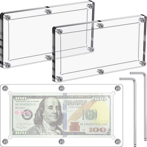 2 Pack Thick Acrylic Dollar Bill Holder Stand Currency