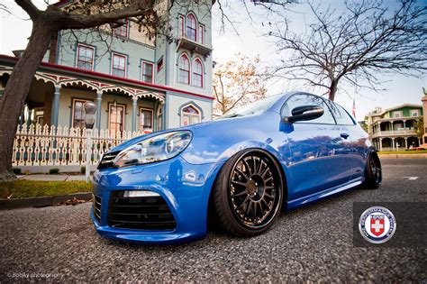 Bagged Rising Blue Golf R With Hre C Vw Gti Mkvi Forum Vw Golf R