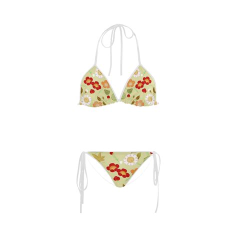 Red Sakura Japanese Cherry Blossom Custom Bikini Swimsuit ID D