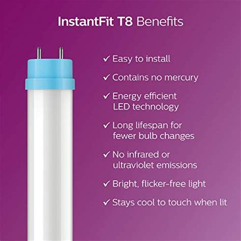 Philips Led Instantfit Dimmable 4 Foot T8 Tube Light Bulb 2100 Lumen Daylight 5000k 13w32w