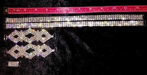 Amazon Crystal Rhinestone Bikini Connector Figure Suit Set W Back Straps