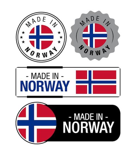 Set Made In Norway Labels Logo Noorse Vlag Noorwegen Productembleem