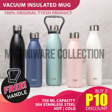 Tyeso Vacuum Insulated Tumbler Hot And Cold Thermoflask Stainless Steel Water Bottle Shopee