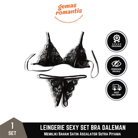Jual Bra Lingerie Set Sexy Celana Dalam Model Bahan Lace Transparant