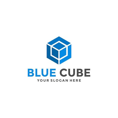 Plantilla De Dise O De Logotipo De Cubo Azul Vector Premium