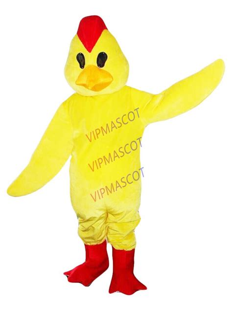 Yellow Chicken Mascot Halloween Adult Costume Outfit Cosplay Party Game