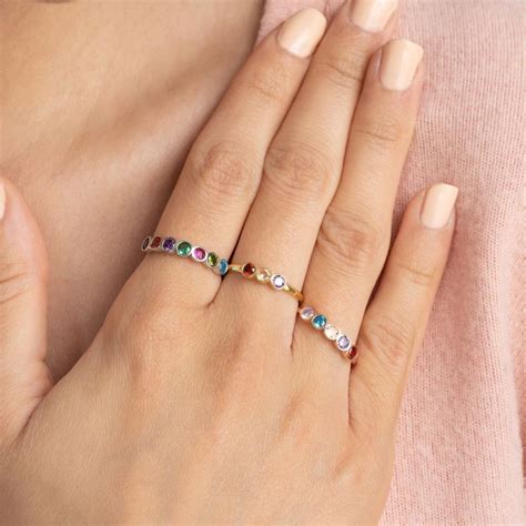 Kids Birthstone Birthstone Band Custom Birthstone Ring Multi Stone