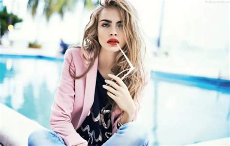 Wallpaper Face Model Girl Glasses Blonde Lips Red The Pool For Mobile And Desktop