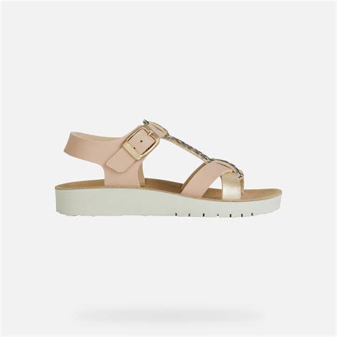 Geox® SANDAL COSTAREI GIRL: Dark Rose/Platinum open sandals | Geox
