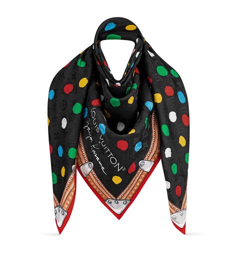 Womens Louis Vuitton Black X Yayoi Kusama Painted Dots Monogram Shawl