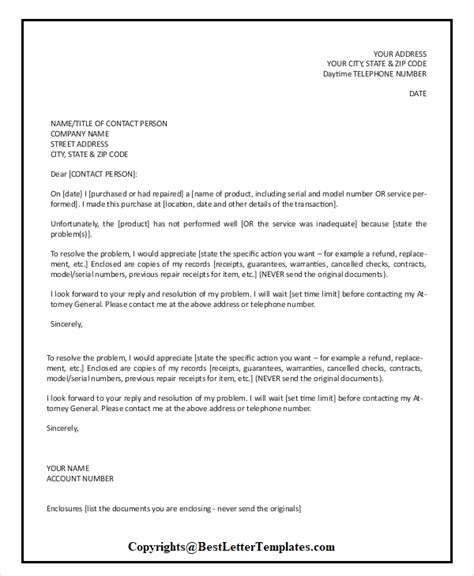 complaint letter  poor service  letter templates