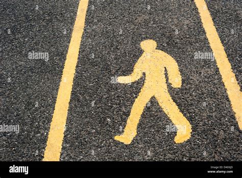 Pedestrian Safety Walkway Sign Man Symbol Painted On A Road Surface