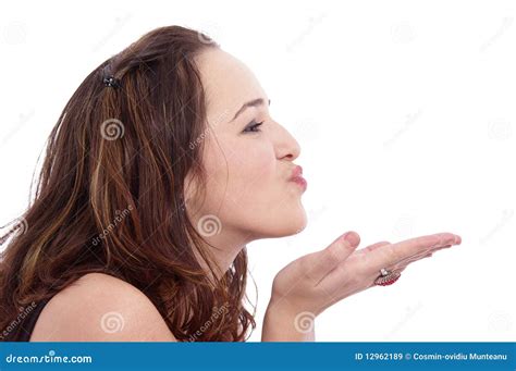 Beautiful Girl Blowing A Kiss Stock Image Image Of Nice Brunette 12962189