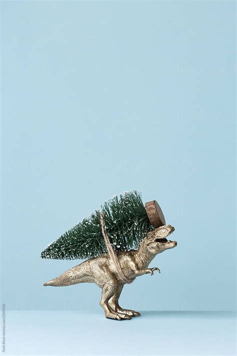 Dinosaur Carrying A Christmas Tree By Stocksy Contributor Ruth Black