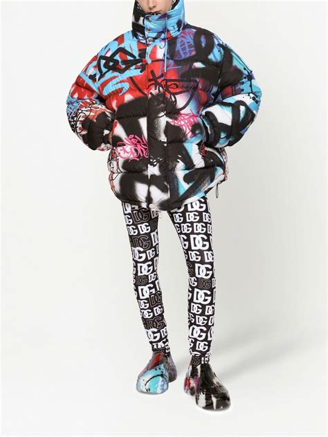 Dolce And Gabbana Oversized Graffiti Print Puffer Jacket Farfetch