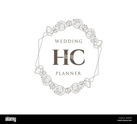 Hc Initials Letter Wedding Monogram Logos Collection Hand Drawn Modern