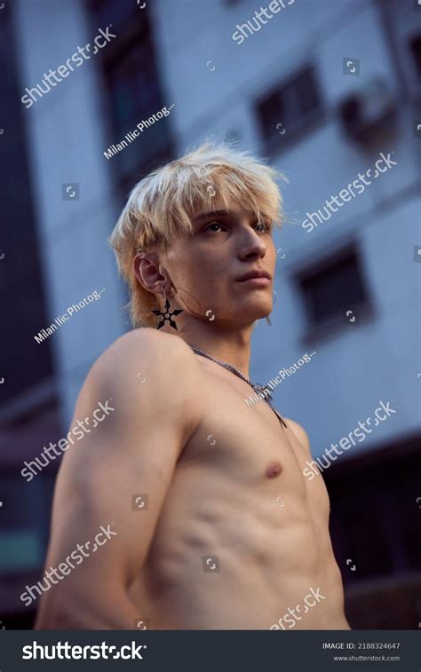 Portrait Blonde Shirtless Teenage Boy Urban Stock Photo Shutterstock