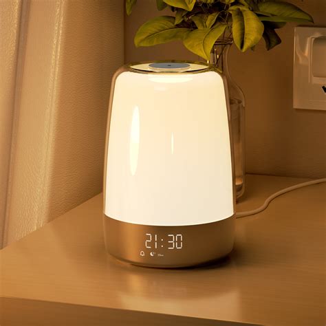 Hansang Bedroom Night Light Alarm Clock, Dimmable LED with Nature