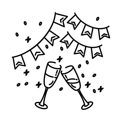 farewell party icon doodle hand drawn  outline icon style