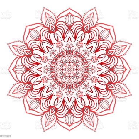 Red Mandala Vintage Decorative Elements Hand Drawn Background Vector