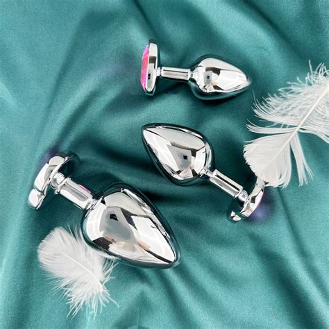 Heart Butt Plug Sizes S M L Jeweled Stainless Steel Anal Plugs Woman