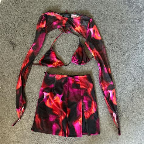 Whitefox Three Piece Bikini Cover And Skirt Set Depop