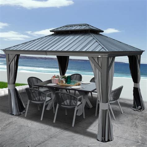 Reviews For Kozyard Alexander 10 Ft X 12 Ft Aluminum Gray Hardtop Gazebo With Galvanized Steel