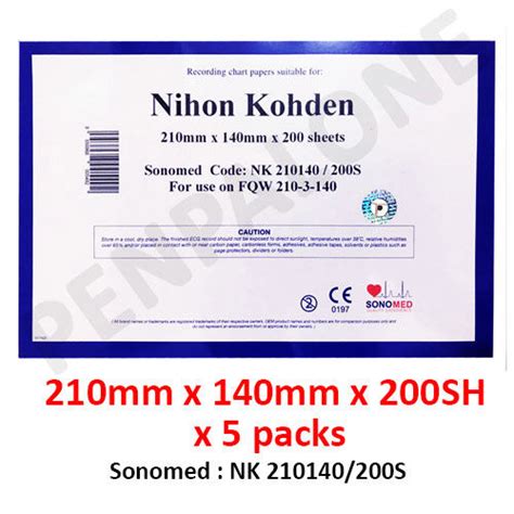 Nihon Kohden Mm X Mm Sh X Packs Ecg Paper Sonomed Brand