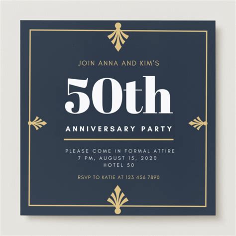 Free Custom Printable 50th Anniversary Invitation Templates Canva
