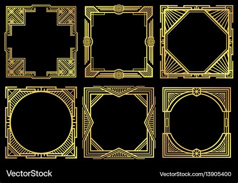 Art Deco Nouveau Border Frames In 1920s Style Vector Image