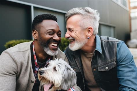 Premium Ai Image Gay Couple Happy Expression Outdoors In A City Ai Generated