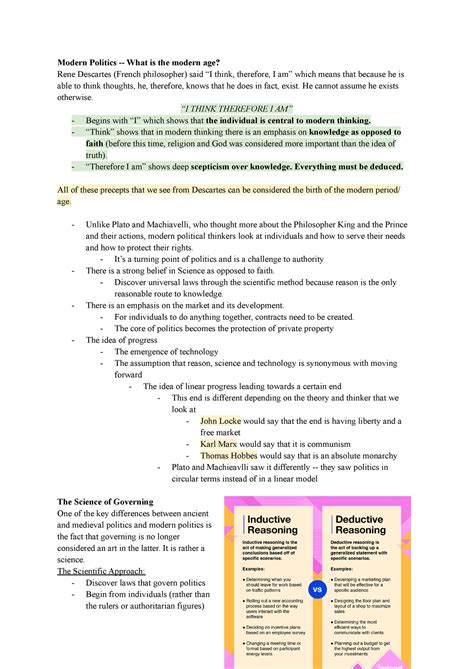 Poli 100 Intro To Politics Lecture Notes Part 2 Modern Politics