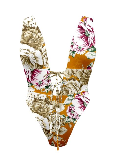 San Lorenzo L Amour Citrus Bloom Plunge Front Tie One Piece Bikini Xl Flip App