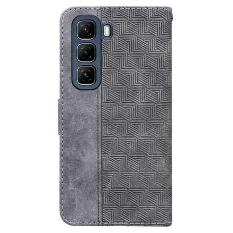 For Infinix Hot 50 4G Geometric Embossed Leather Phone Case Grey Alexnld