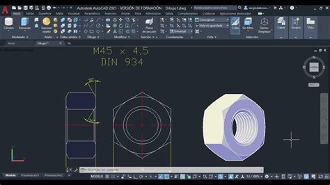 Como Modelar Una Tuerca En Autocad D Comando Barrer Modelar Rosca