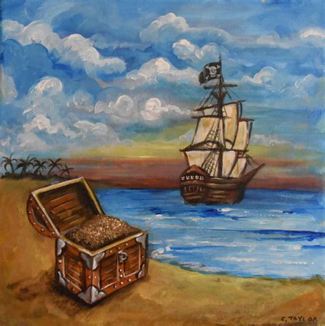 Acrylic Painting On Stretched Cotton Canvas Pirate Ship Etsy